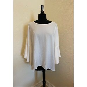 Angvns White Bell Sleeve Top Sz XL